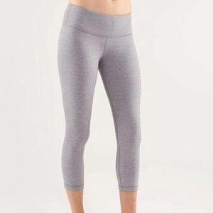 Lululemon Wunder Under Crop in Heathered Fossil 4